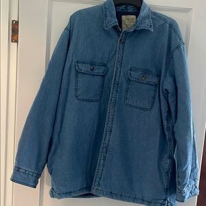 Arrow Jean Co., Blue Lightweight Shirt Jacket with Relaxed Fit, pockets, lined.
